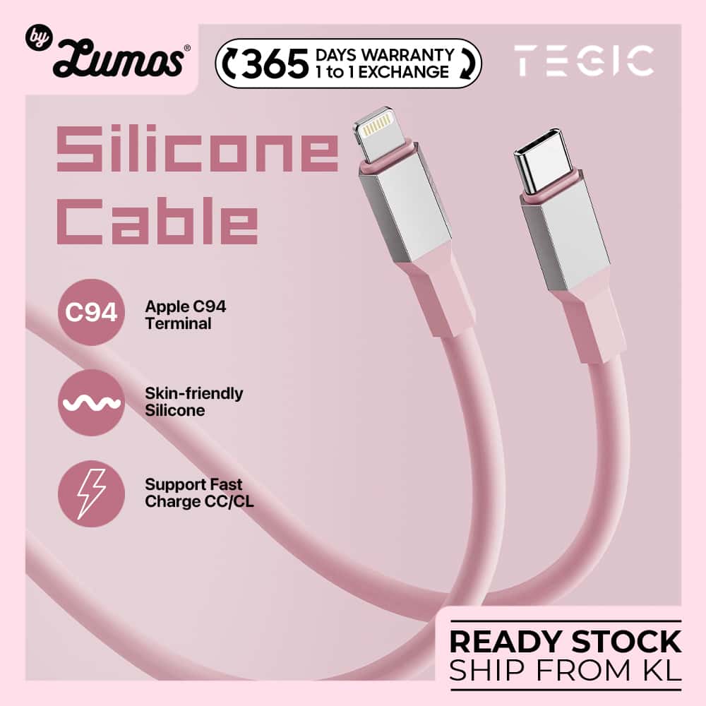 TEGIC SILICONE USB FAST CHARGING CABLE Fast Charger Type C To Type C and Type C To Lightning 1M Long