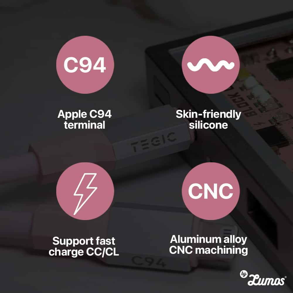 TEGIC SILICONE USB FAST CHARGING CABLE Fast Charger Type C To Type C and Type C To Lightning 1M Long
