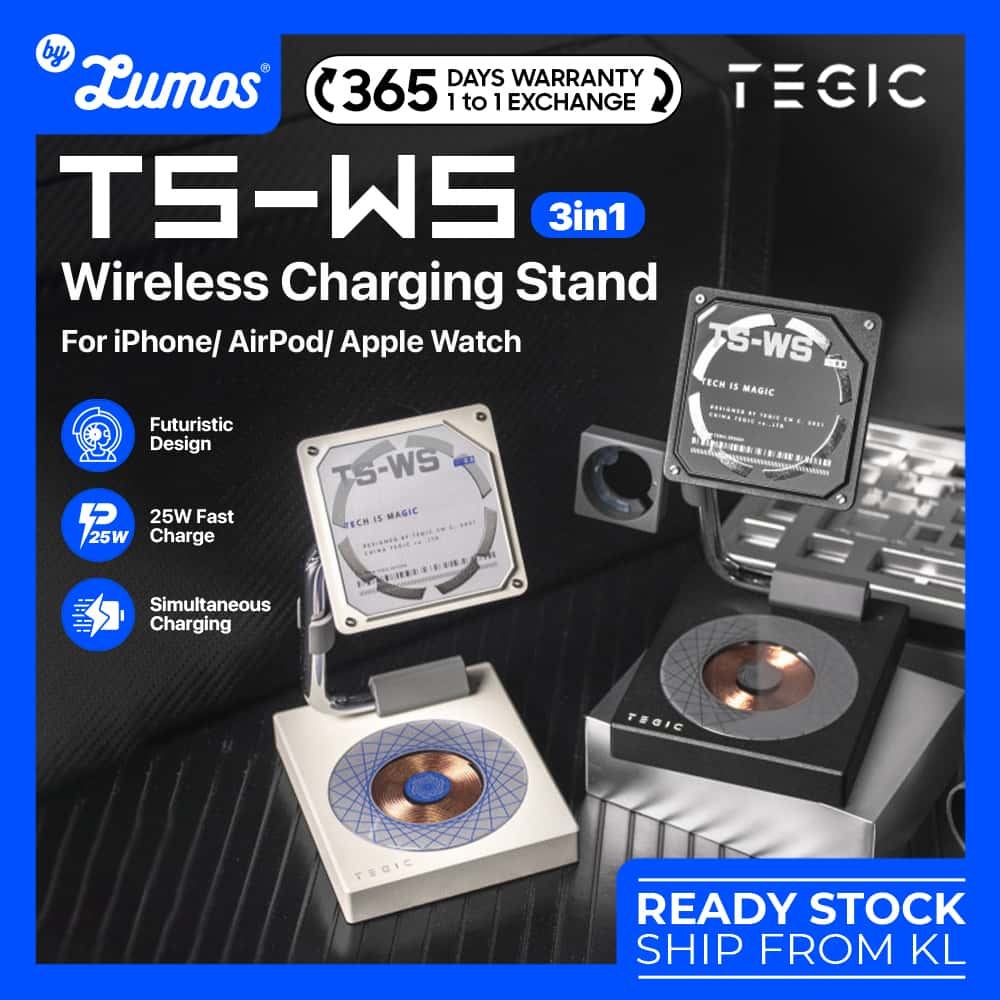 TEGIC TS-WS 3 in 1 Wireless Magsafe Charging Stand – The Ultimate 3-in-1 Charging Solution For A-pple Device
