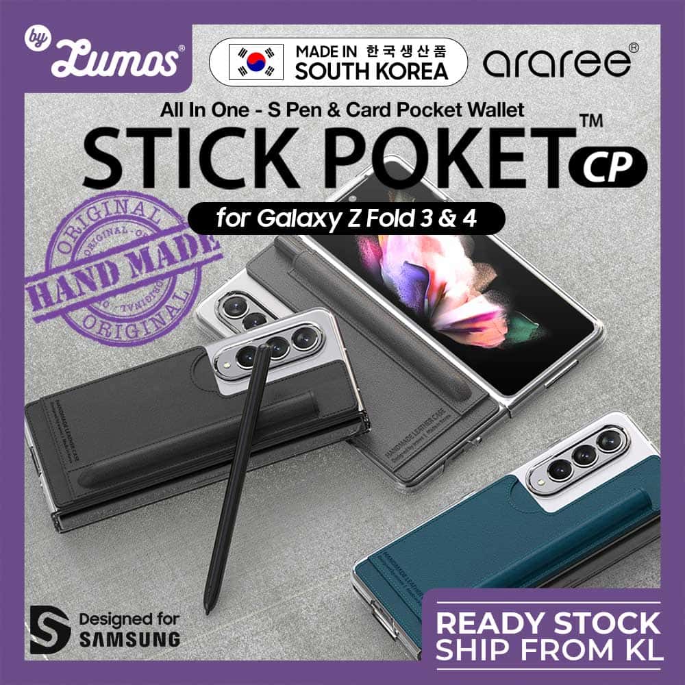 ARAREE STICK POCKET CP For Samsung Galaxy Z Fold 3/Z Fold 4/Z Fold 5 All In One S Pen & Card Pocket Wallet