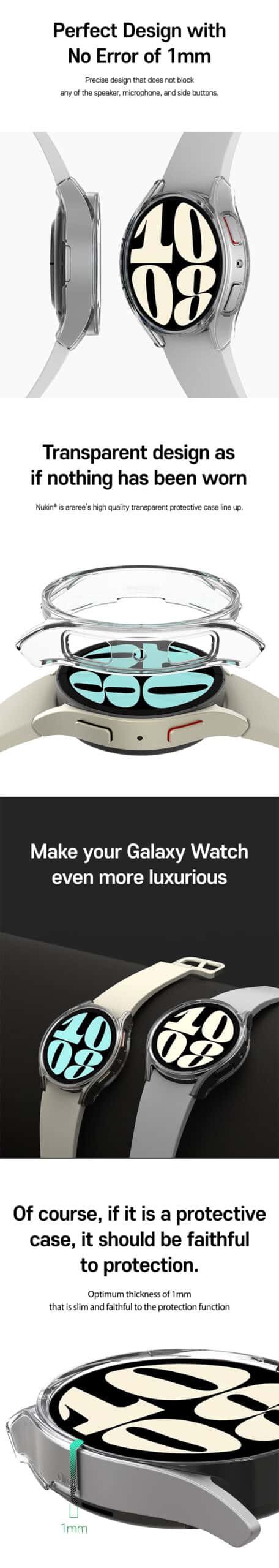 ARAREE NUKIN SERIES Samsung Galaxy Watch 6 (40 / 44 Mm) Full Protection Hard Cover Case