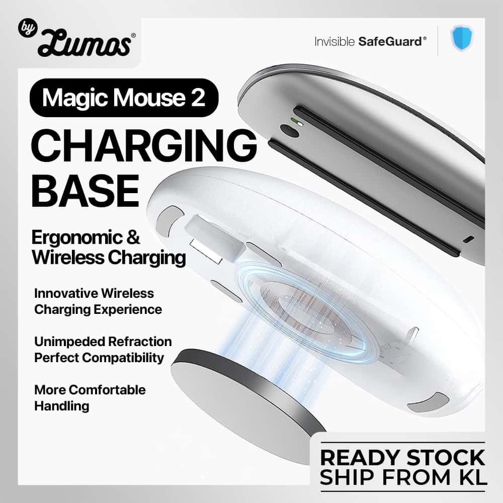 INVISIBLE SAFEGUARD CHARGING BASE Designed For A-PPLE Magic Mouse 2, Ergonomic & Wireless Charging Magsafe & QI Techno