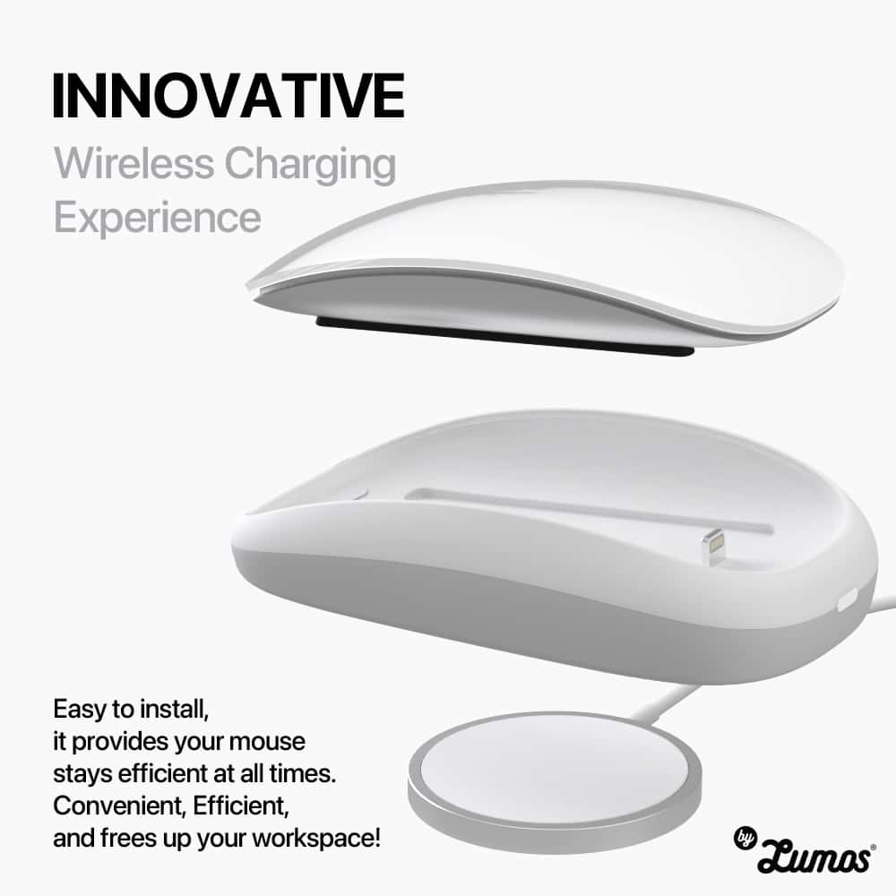 INVISIBLE SAFEGUARD CHARGING BASE Designed For A-PPLE Magic Mouse 2, Ergonomic & Wireless Charging Magsafe & QI Techno