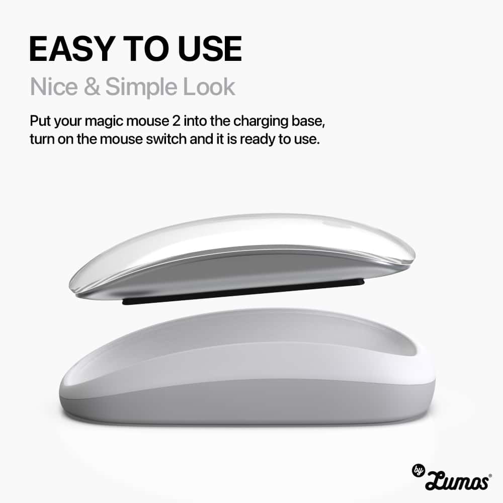 INVISIBLE SAFEGUARD CHARGING BASE Designed For A-PPLE Magic Mouse 2, Ergonomic & Wireless Charging Magsafe & QI Techno