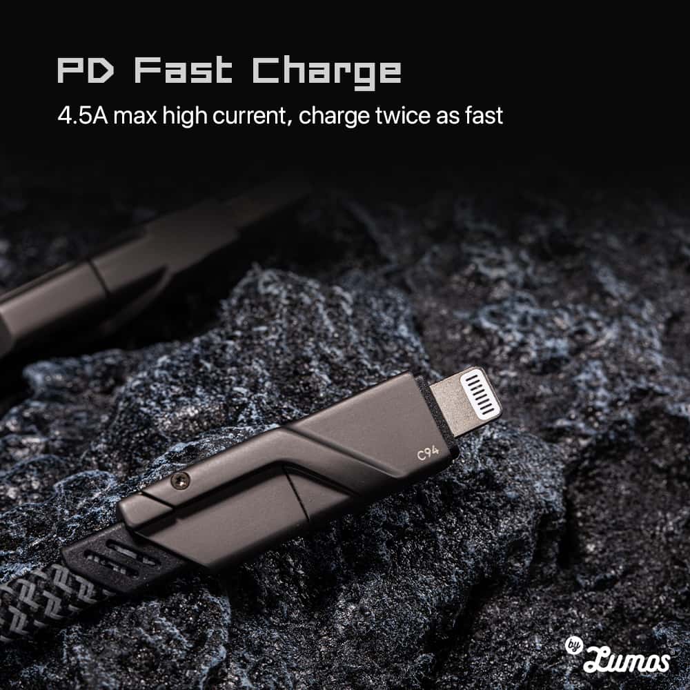 TEGIC ONIX 5.0 PRO 4 IN 1 CHARGING CABLE USB to C, USB to L, C to L, C to C Multi-Protocol Fast Charging Non-Tangle Design