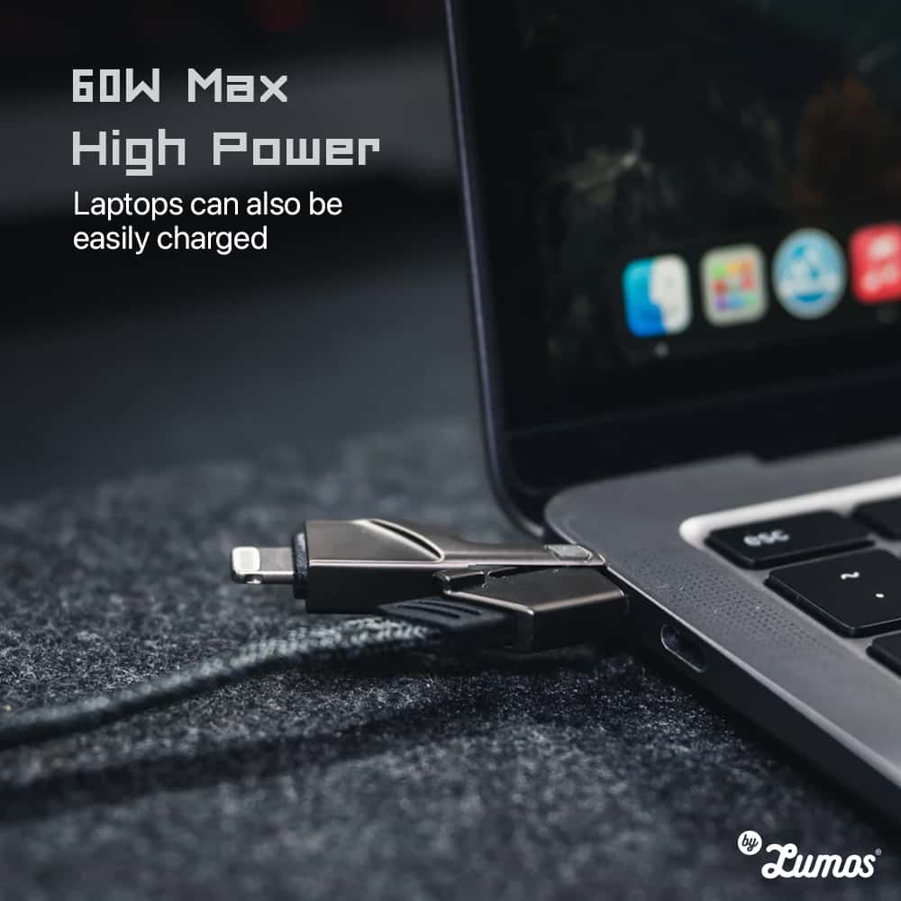TEGIC ONIX 5.0 PRO 4 IN 1 CHARGING CABLE USB to C, USB to L, C to L, C to C Multi-Protocol Fast Charging Non-Tangle Design