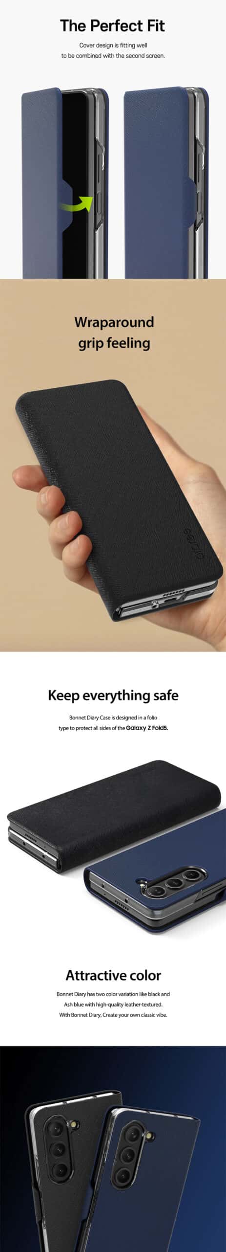 ARAREE BONNET DIARY Samsung Galaxy Z Fold 5 Premium Hand Made Case