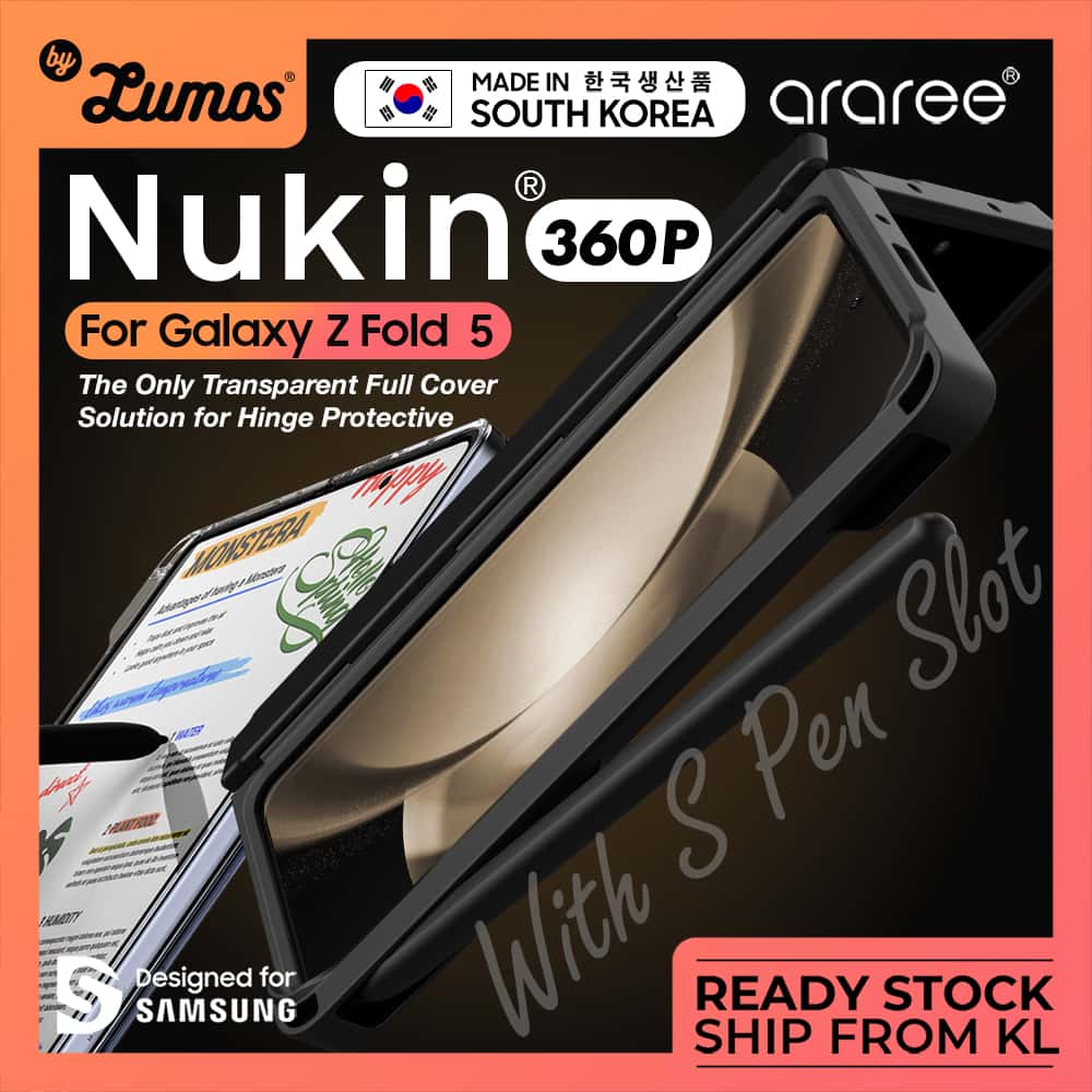 ARAREE NUKIN 360 P SERIES Samsung Galaxy Z Fold 5 Slim Transparent Full Cover S Pen Storage Case