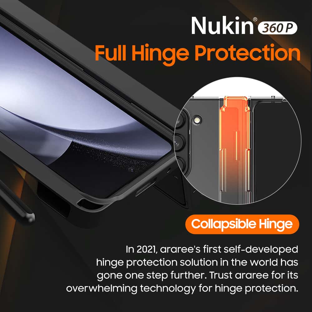 ARAREE NUKIN 360 P SERIES Samsung Galaxy Z Fold 5 Slim Transparent Full Cover S Pen Storage Case