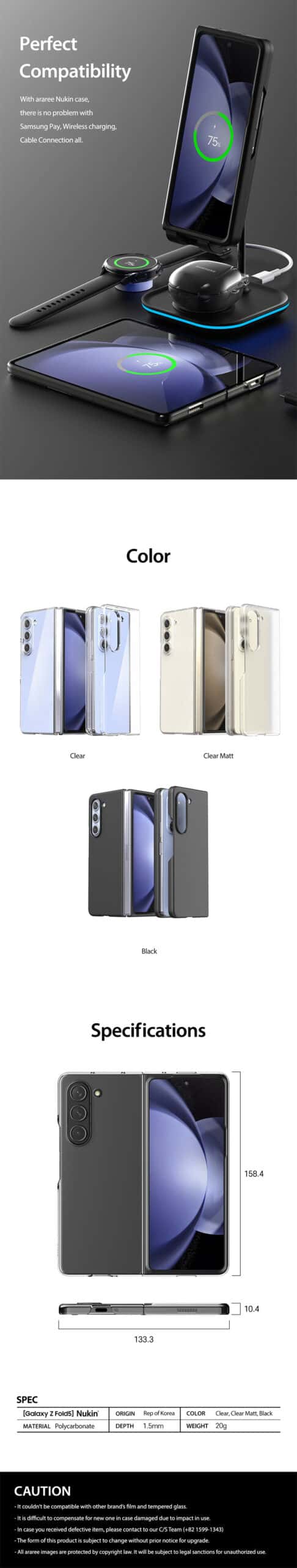 ARAREE NUKIN SERIES Samsung Galaxy Z Fold 5 Simple Slim Transparent Protective Case