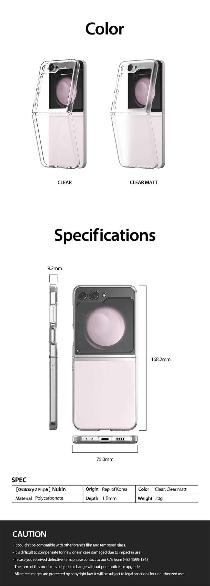 ARAREE NUKIN SERIES Samsung Galaxy Z Flip 5 Simple Slim Transparent Protective Case