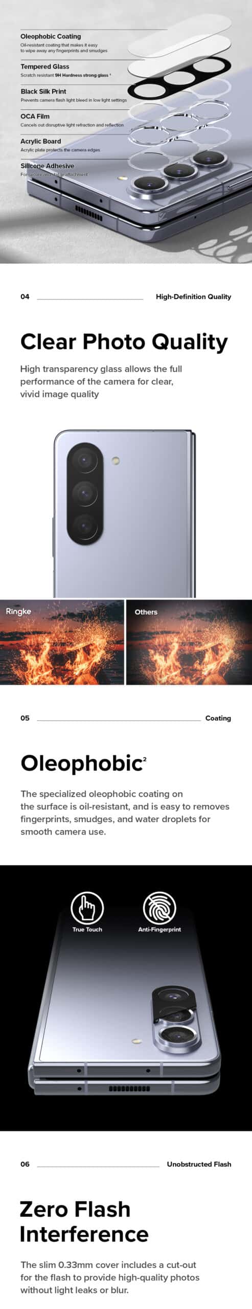 RINGKE Full Cover Camera For Samsung Galaxy Z Fold 5 Camera Lens Protector Glass 2 Pcs