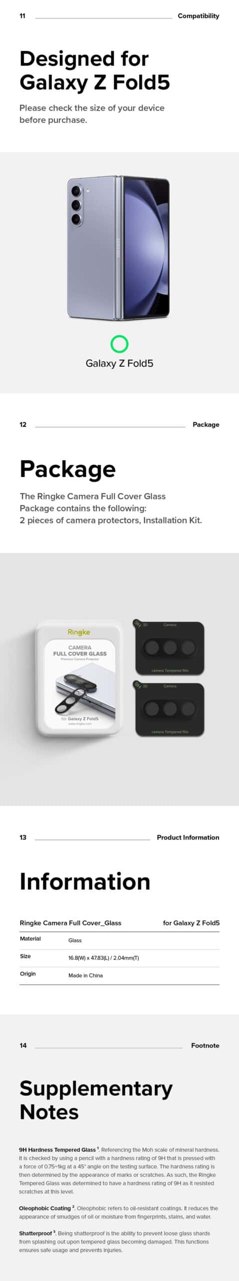 RINGKE Full Cover Camera For Samsung Galaxy Z Fold 5 Camera Lens Protector Glass 2 Pcs