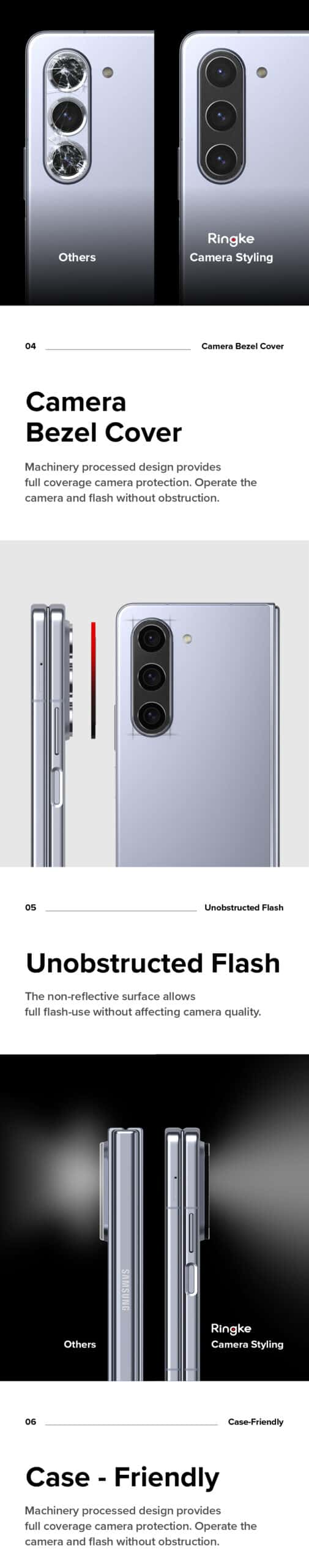 RINGKE CAMERA STYLING Samsung Galaxy Z Fold 5 Aluminum Frame Lens Protector