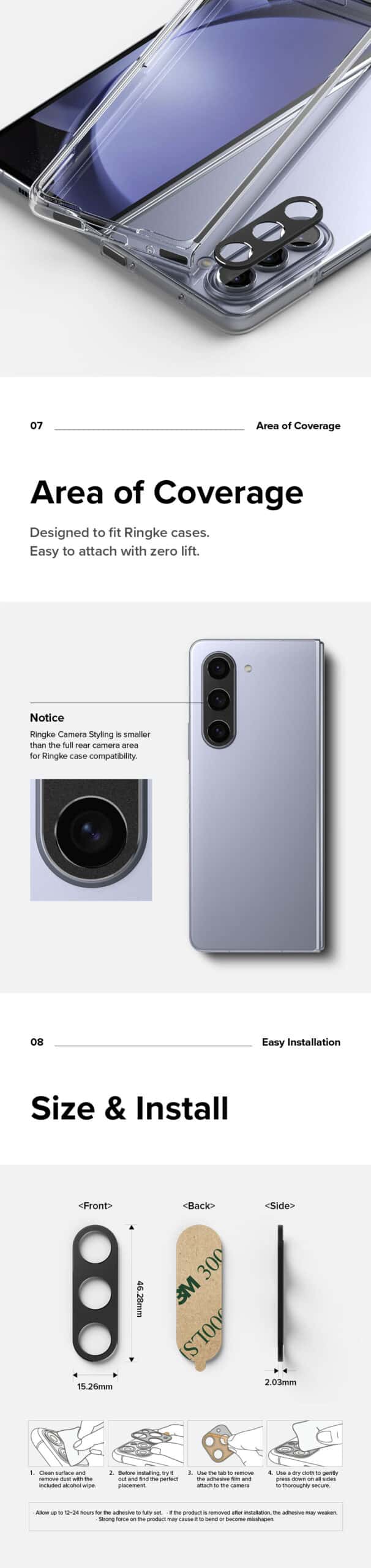 RINGKE CAMERA STYLING Samsung Galaxy Z Fold 5 Aluminum Frame Lens Protector