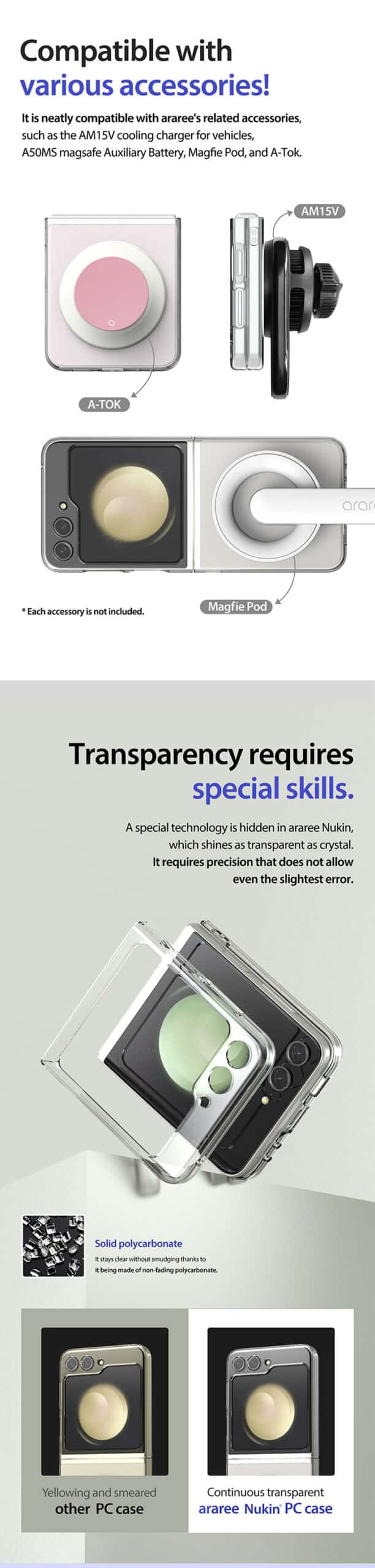 ARAREE SAMSUNG GALAXY Z FLIP 5 NUKIN M Series Simple Slim Transparent Protective Case