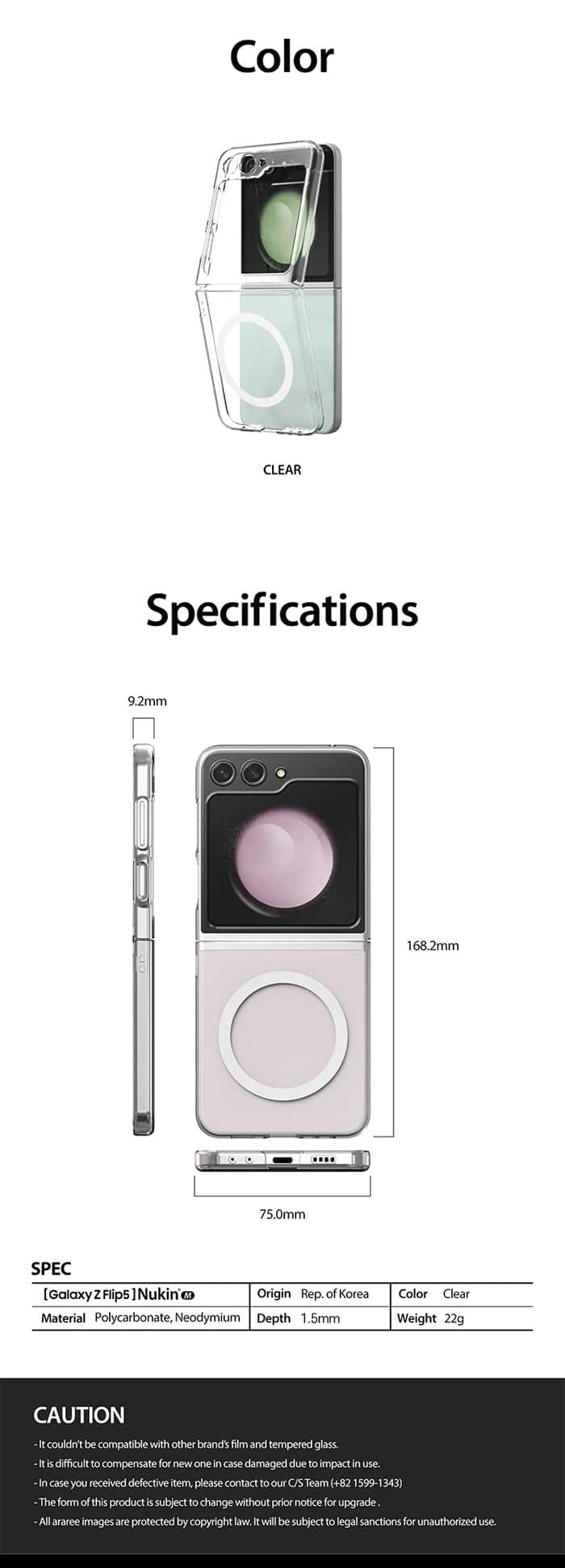 ARAREE SAMSUNG GALAXY Z FLIP 5 NUKIN M Series Simple Slim Transparent Protective Case