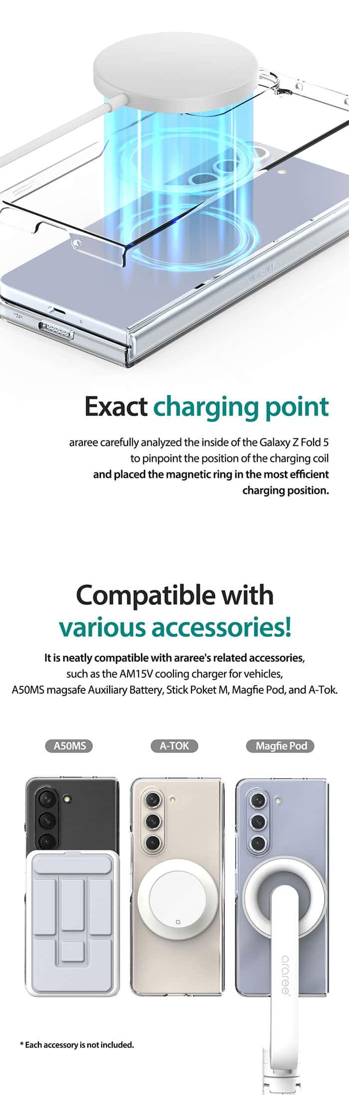 ARAREE SAMSUNG GALAXY Z FOLD 5 NUKIN M SERIES Simple Slim Transparent Full Cover Protective Case
