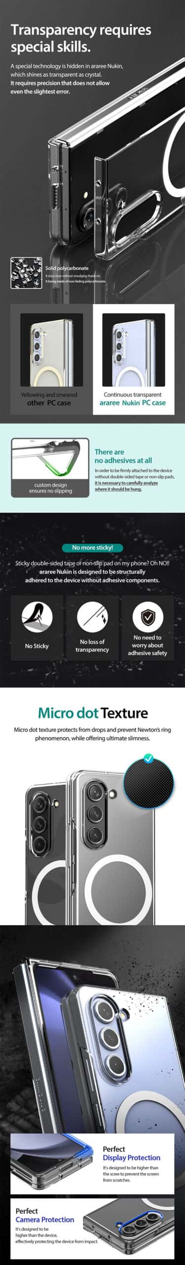 ARAREE SAMSUNG GALAXY Z FOLD 5 NUKIN M SERIES Simple Slim Transparent Full Cover Protective Case