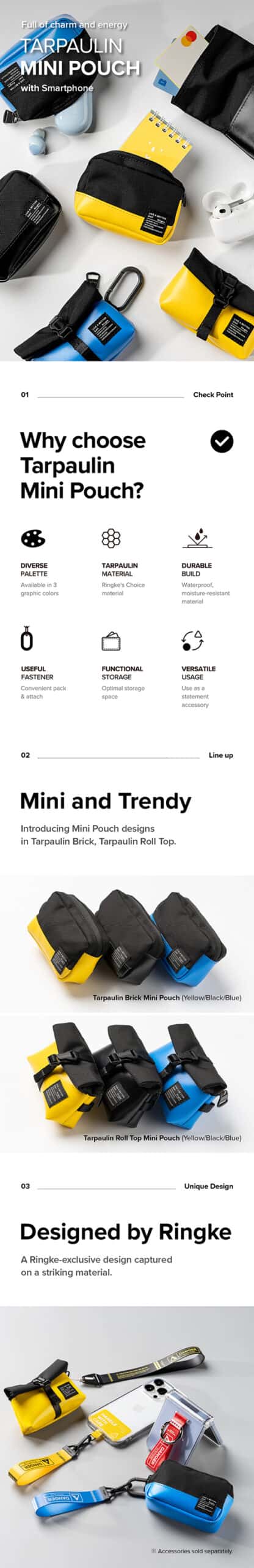 RINGKE TARPAULIN BRICK| ROLL TOP MINI POUCH