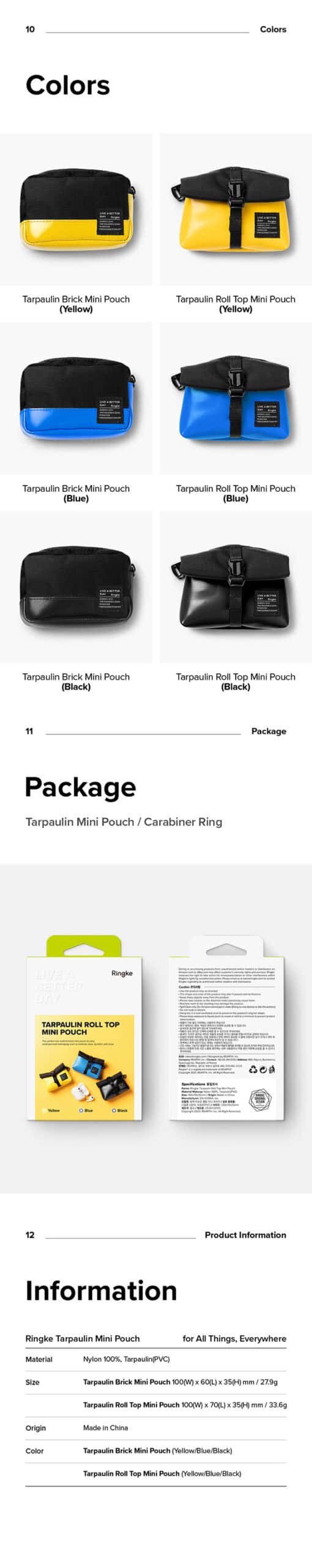 RINGKE TARPAULIN BRICK| ROLL TOP MINI POUCH