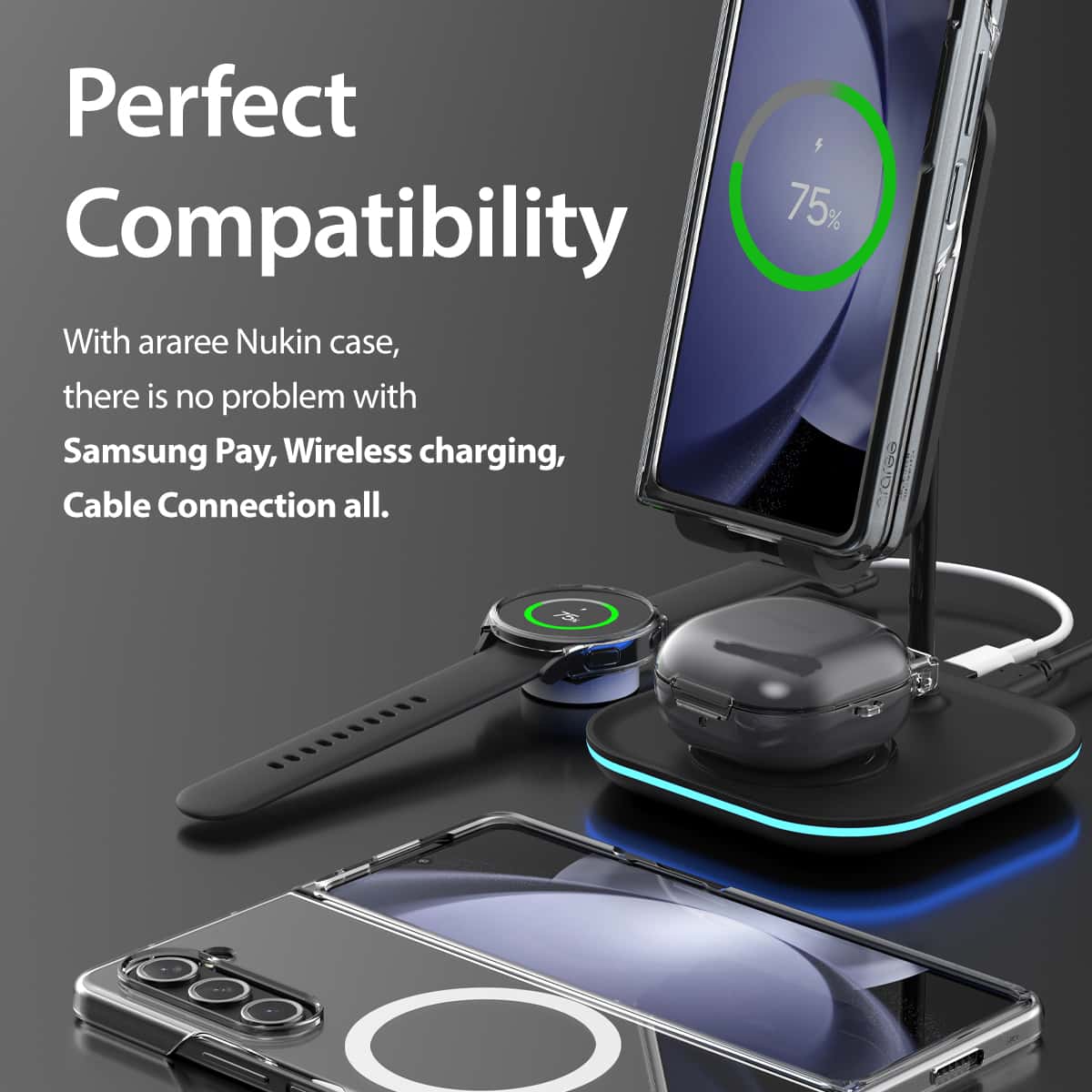 ARAREE SAMSUNG GALAXY Z FOLD 5 NUKIN M SERIES Simple Slim Transparent Full Cover Protective Case