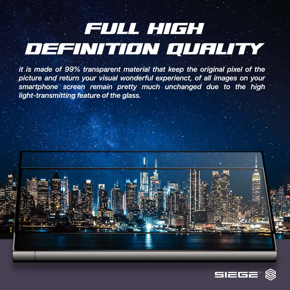 SIEGE GLASTIMATE FULL COVERAGE HD CLEAR PREMIUM TEMPERED GLASS SCREEN PROTECTOR For Samsung Galaxy S24 Series