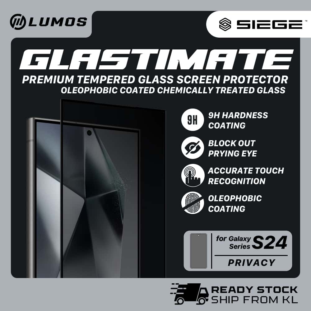 SIEGE GLASTIMATE FULL COVERAGE PRIVACY PREMIUM TEMPERED GLASS SCREEN PROTECTION For Samsung Galaxy S24 Series