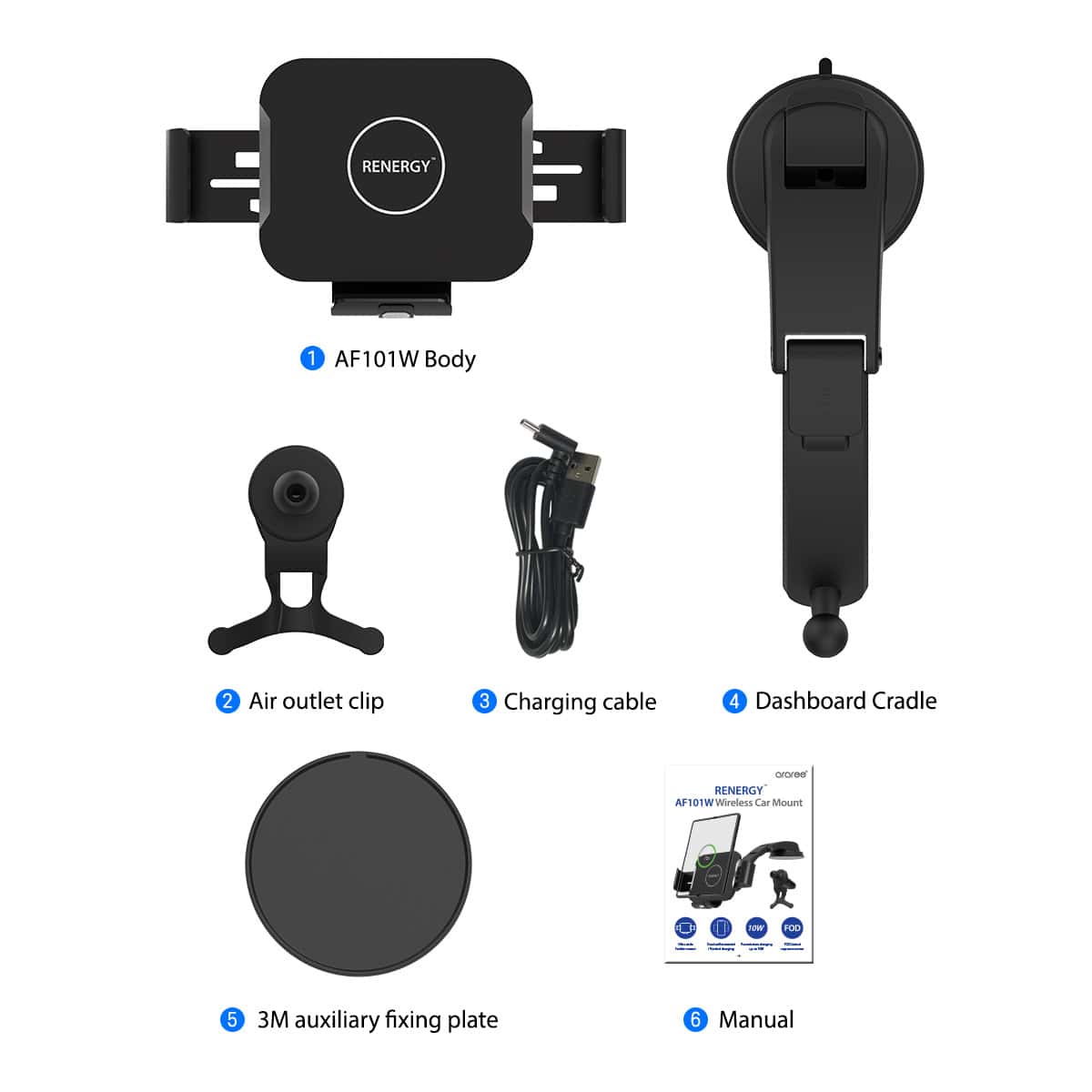ARAREE RENERGY AF101W Fast Wireless Charging Car Mount