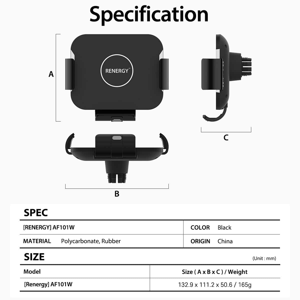 ARAREE RENERGY AF101W Fast Wireless Charging Car Mount