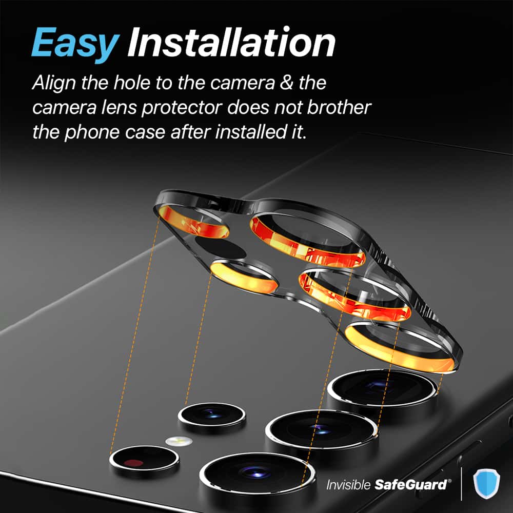 INVISIBLE SAFEGUARD Samsung Galaxy S24 Series Black Camera Lens Tempered Glass Protector