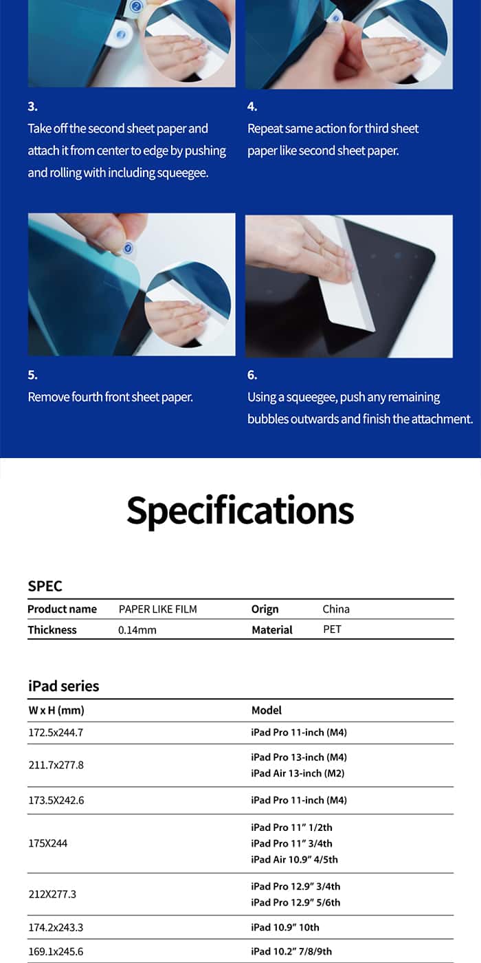 Araree PAPER-LIKE FILM Screen Protectors for iPad Pro / iPad Air 11 / 13 inch (M4 / M2)