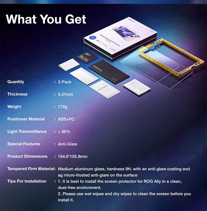 JSAUX GP0113A Tempered Glass for ROG Ally Series