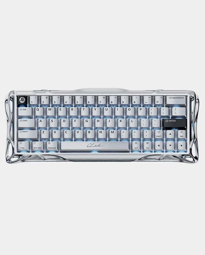 Gravastar Mercury V60 Pro 60% Gaming Hall Effect UFO Magnetic Switch Gaming Keyboard Chrome Silver