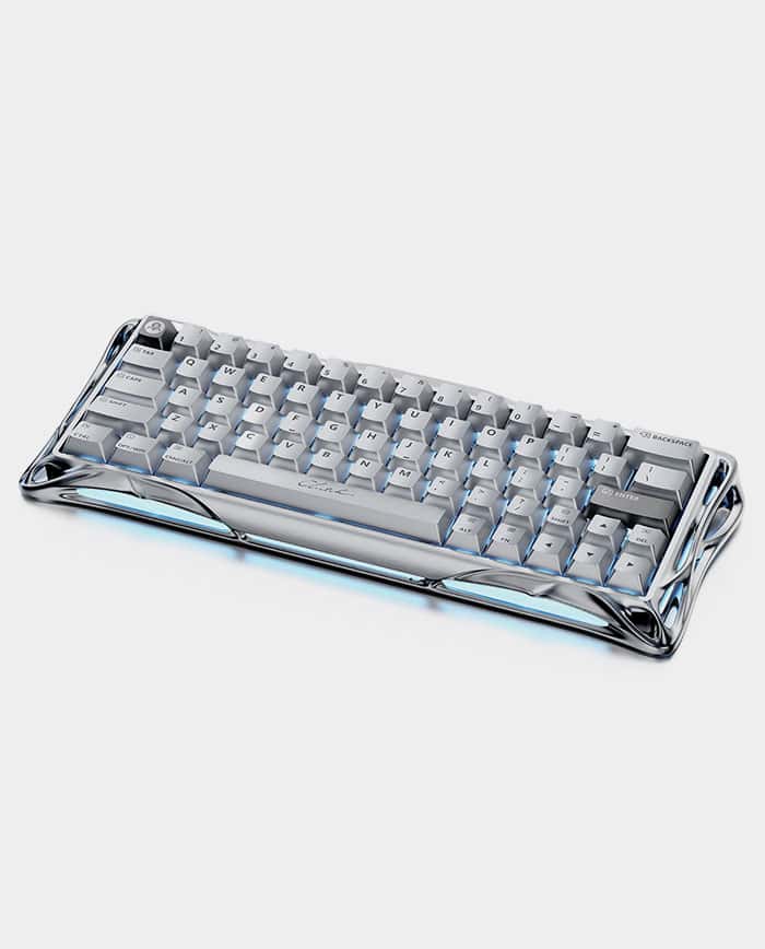 Gravastar Mercury V60 Pro 60% Gaming Hall Effect UFO Magnetic Switch Gaming Keyboard Chrome Silver