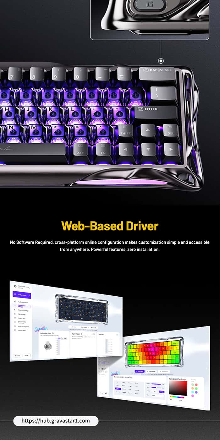 Gravastar V60 Pro 60% Hall Effect Magnetic Switch Gaming Keyboard – Silver Frost
