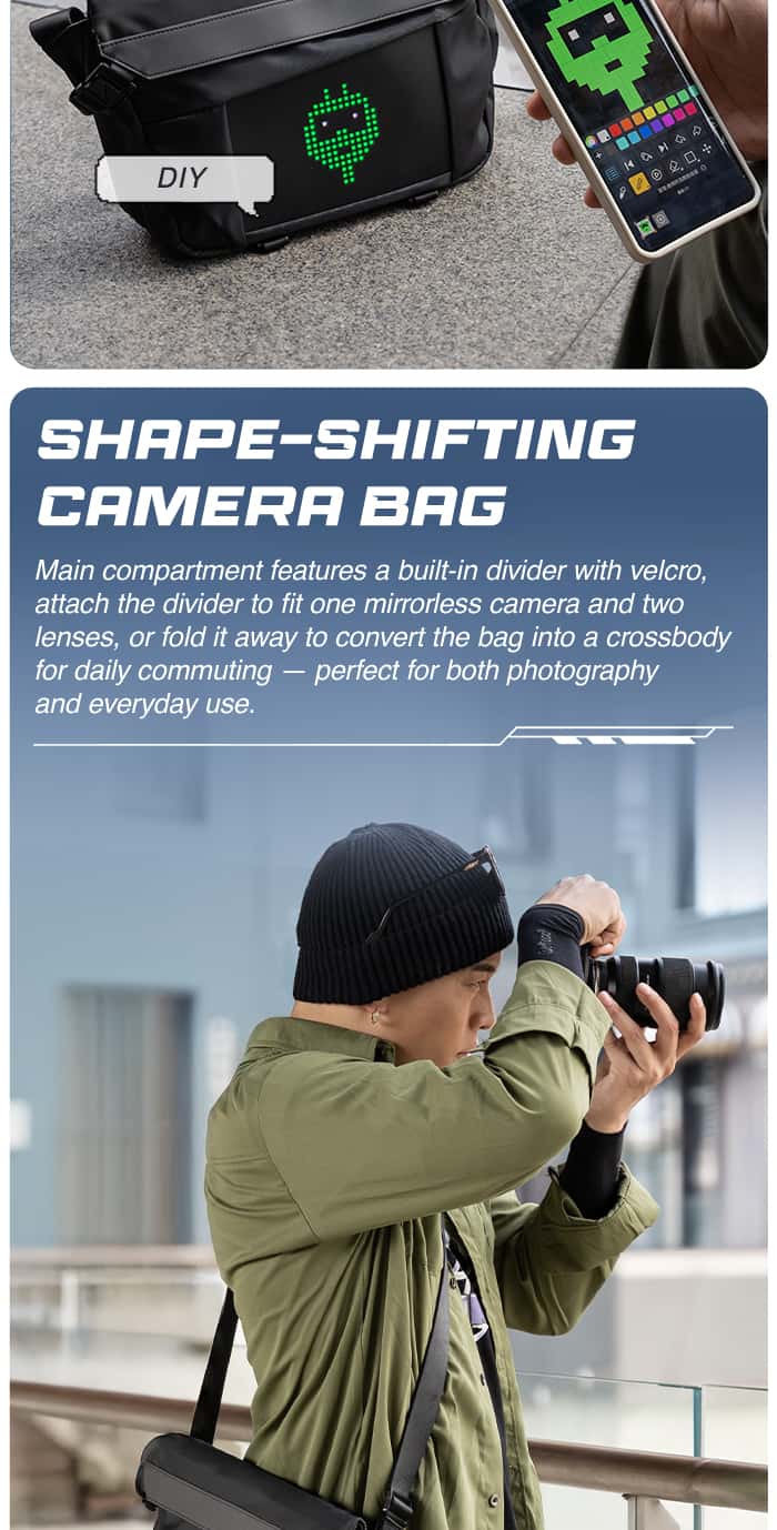 DIVOOM PIXOO SLING BAG-V Pixel Sling Bag