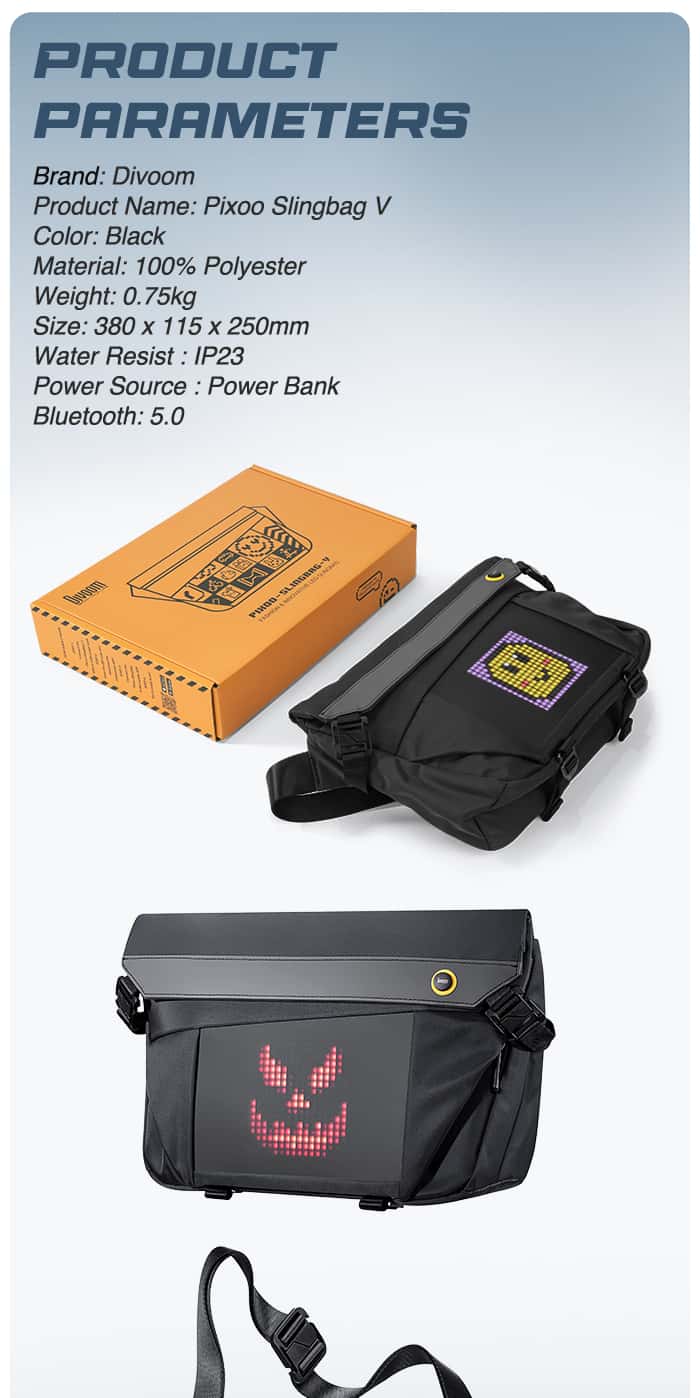 DIVOOM PIXOO SLING BAG-V Pixel Sling Bag