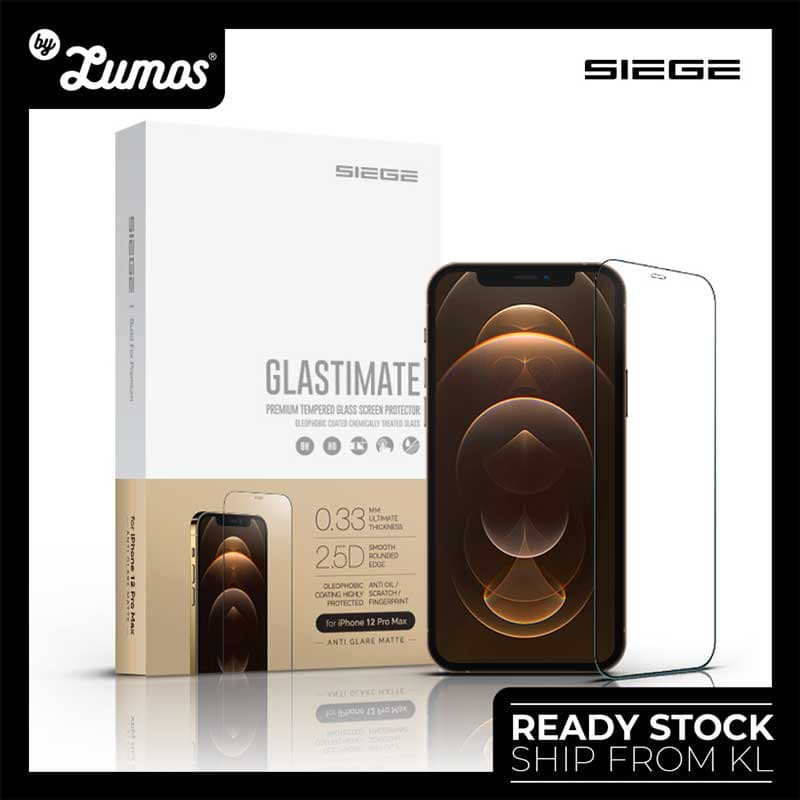 SIEGE GLASTIMATE APPLE iPhone 12 PRO MAX 2.5D FULL COVERAGE TEMPERED GLASS ( ANTI-GLARE MATTE )