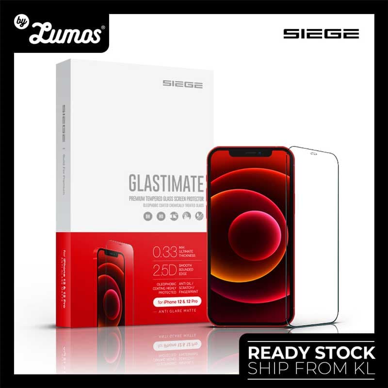 SIEGE GLASTIMATE APPLE iPhone 12 / 12 PRO 2.5D FULL COVERAGE TEMPERED GLASS ( ANTI-GLARE MATTE )