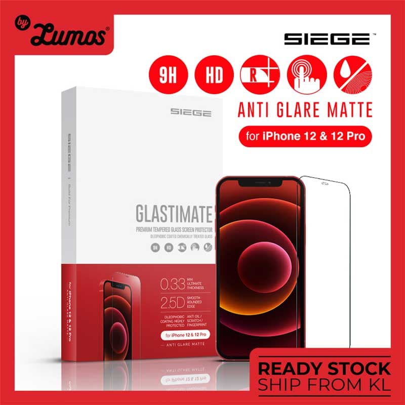 SIEGE GLASTIMATE APPLE iPhone 12 / 12 PRO 2.5D (ANTI-GLARE MATTE ) PREMIUM TEMPERED GLASS SCREEN PROTECTION