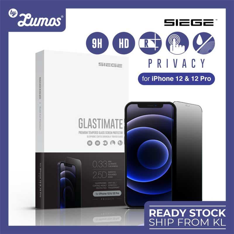 SIEGE GLASTIMATE APPLE iPhone 12 / 12 PRO 2.5D FULL COVERAGE ( PRIVACY ) PREMIUM TEMPERED GLASS SCREEN PROTECTION
