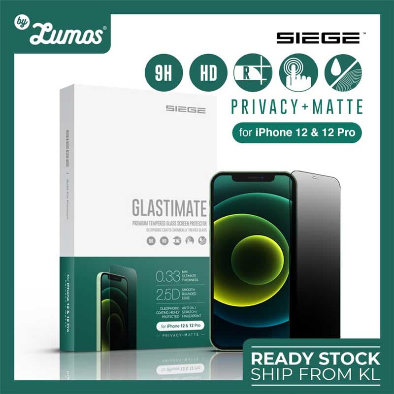 SIEGE GLASTIMATE APPLE iPhone 12 / 12 PRO 2.5D ( PRIVACY-MATTE ) PREMIUM TEMPERED GLASS SCREEN PROTECTION