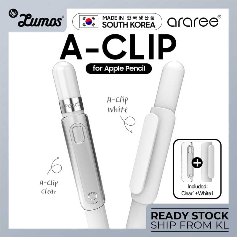 Araree A-Clip Clear & White designed for Pencil 1st and 2nd Generation – Clear and White