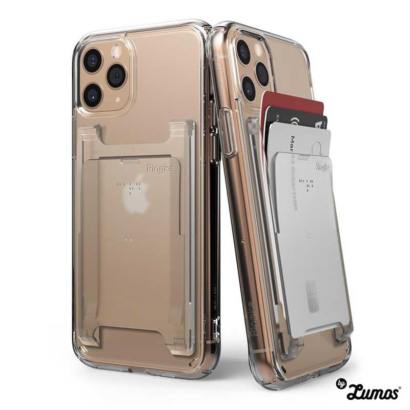 RINGKE SLOT CARD HOLDER 3 CARD STORAGE for Smartphones Adhesive Stick On Minimalist Credit Card Holder Case – Clear Mist