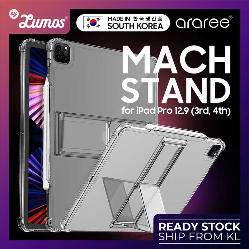 Araree Mach Stand Apple iPad Pro 12.9 inch Angle Control Full Protection Flexible Case – Clear