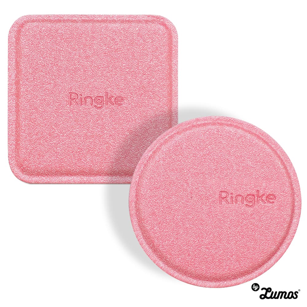 Ringke 2Pcs Pack PU LEATHER Covered Metal Plate Strong & Secure Hold for Magnetic Holder – Pink