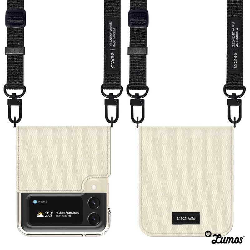 Araree Canvas Diary Series Samsung Galaxy Z Flip 3 Waist Strap Case – Cream