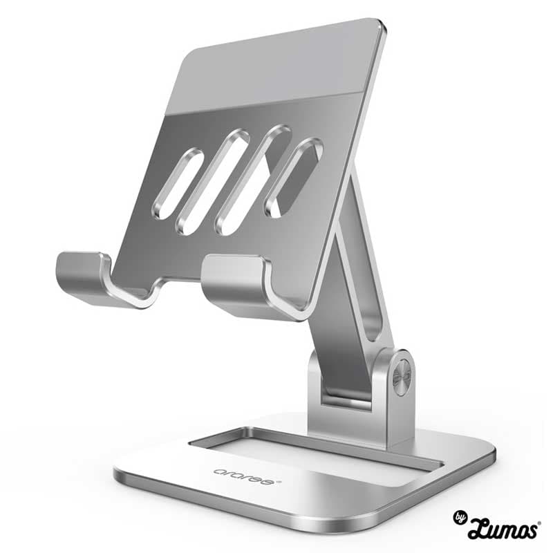 ARAREE ERGO MINI STAND For iPhone, Tablet, iPad, iPad Pro, Universal Aluminum Stand with Flexible Angle Adjustable – Silver