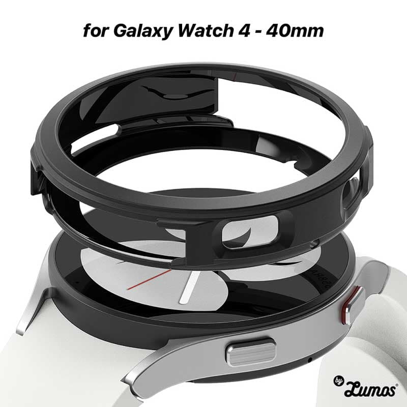 RINGKE AIR SPORTS Galaxy Watch 4 40mm 44mm Case Thin Soft Flexible Rugged TPU Raised Bezel Frame Protective Button – Black / 40mm